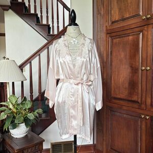 Cinema Etoile Seductive Wear Matching Satin Set Baby Pink Teddy Robe Vintage